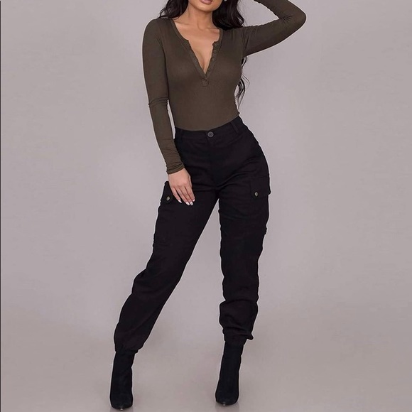Pants - High Waist Slim Fit Jogger Cargo